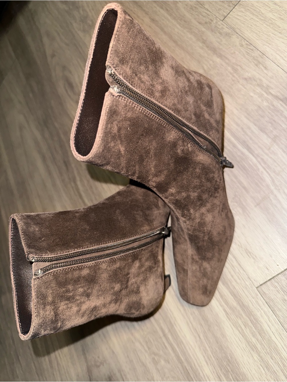 Tony Bianco Brown Suede Side Zip Ankle Boots